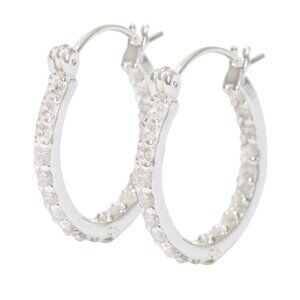 Crystal Haze Mini Serena Hoops Silver Earrings Cubic Zirconia Brass Neutral Chic